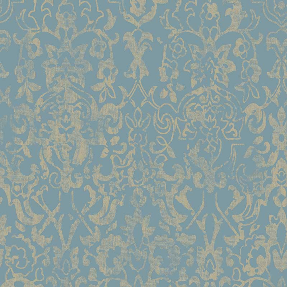 Majestic Damask Blue Wallpaper