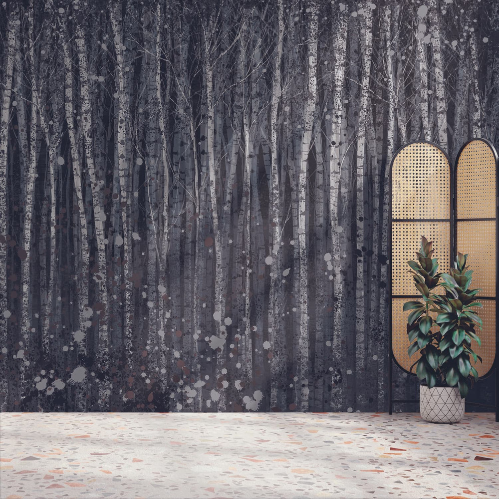 Painterly Woods Navy Bespoke Mural