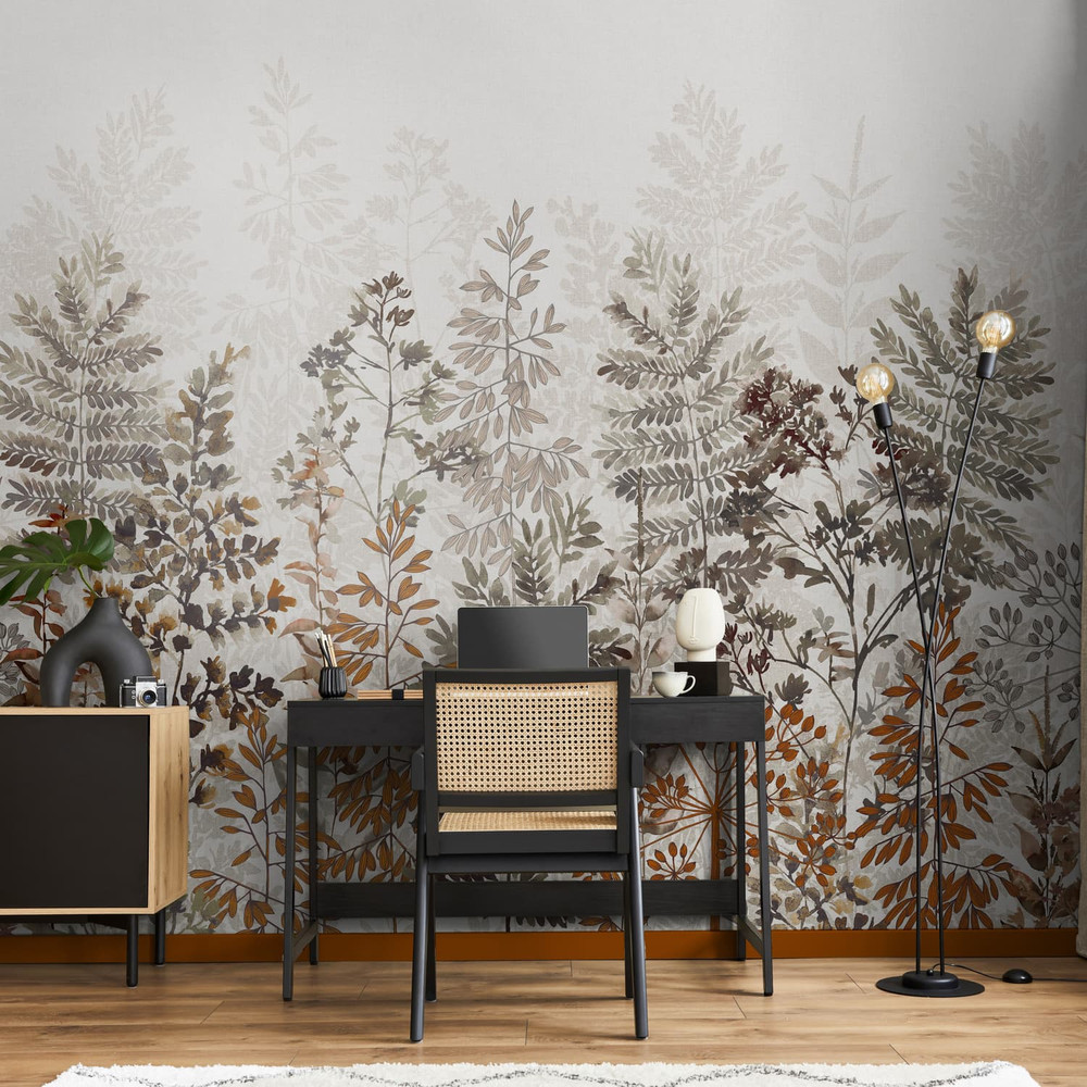 Leaf Silhouette Rust Bespoke Mural