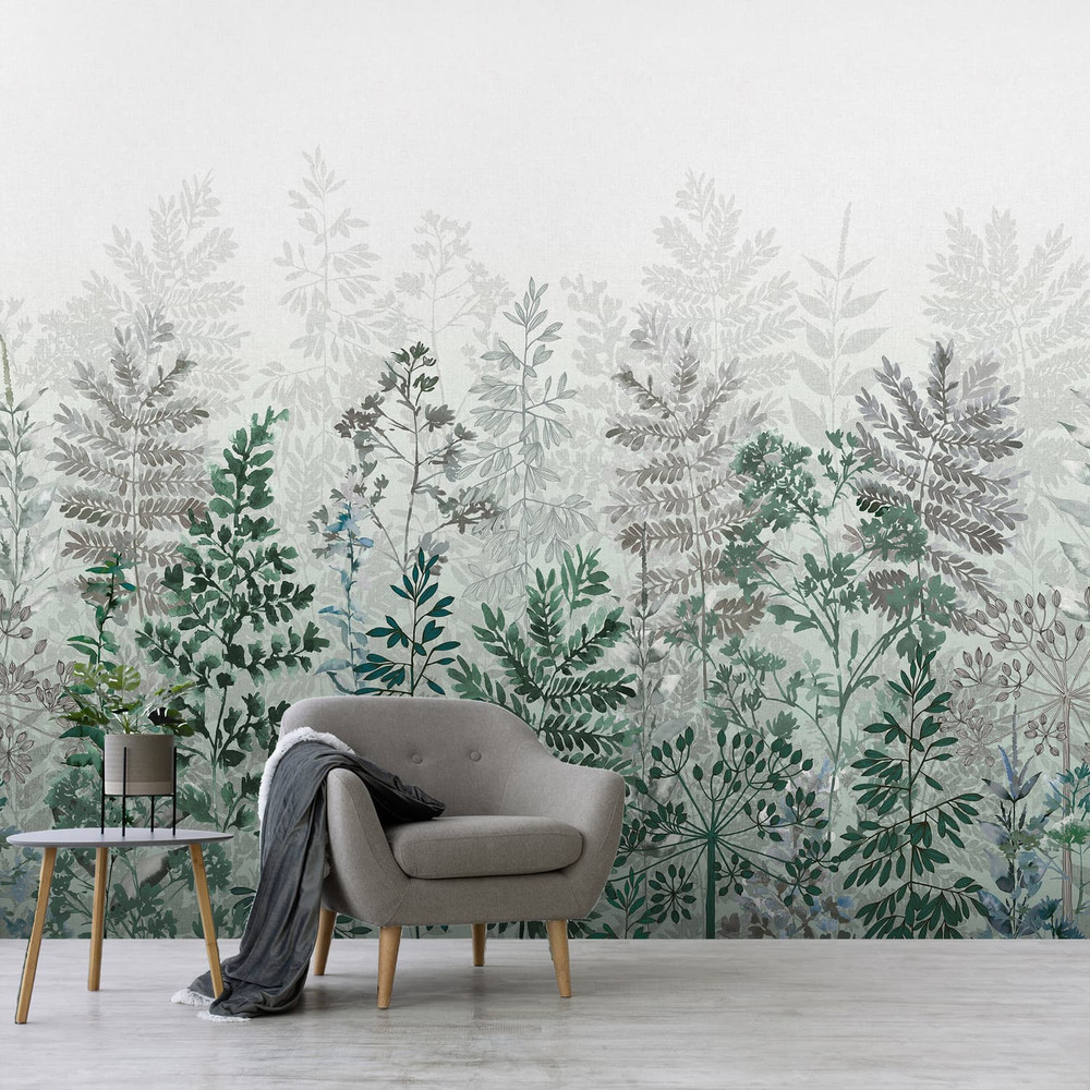 Leaf Silhouette Emerald Bespoke Mural