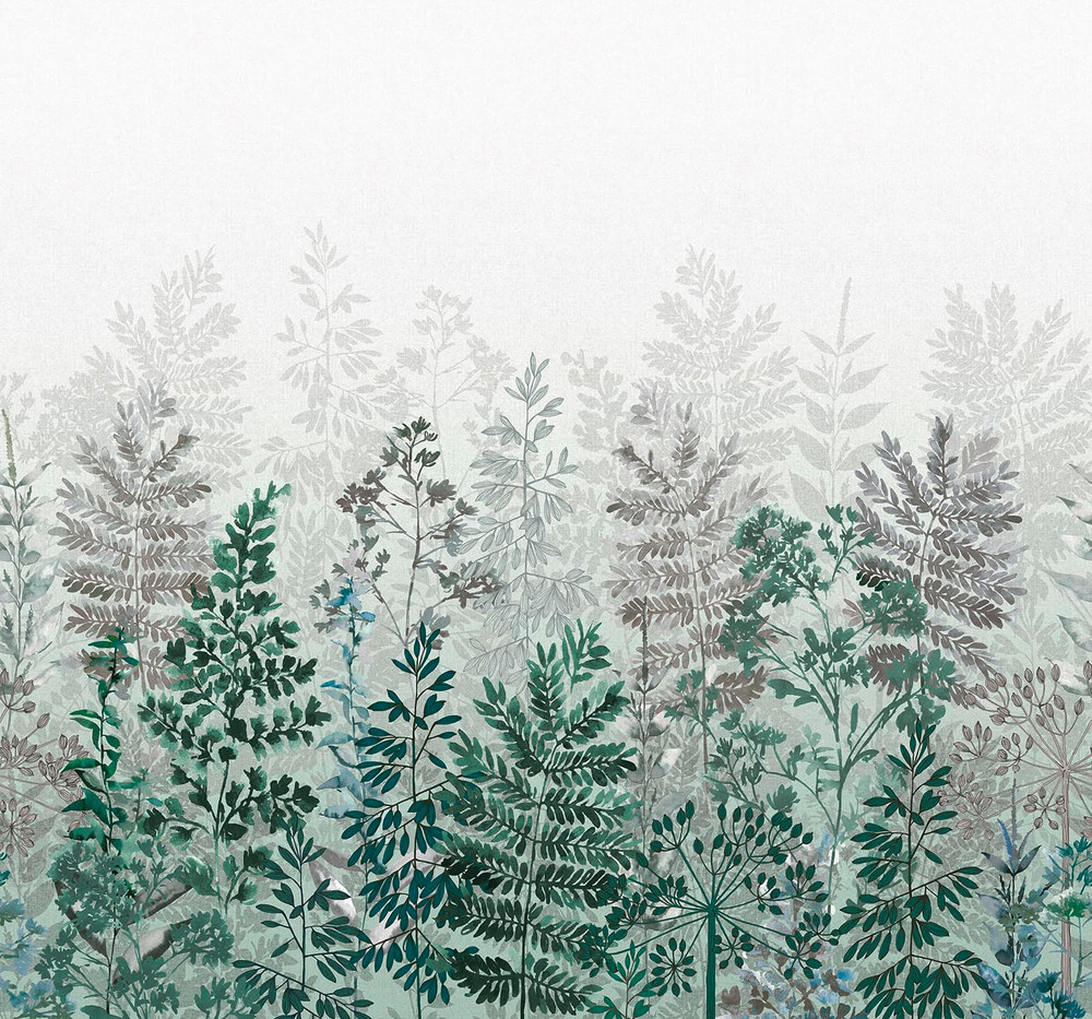 Leaf Silhouette Emerald Bespoke Mural