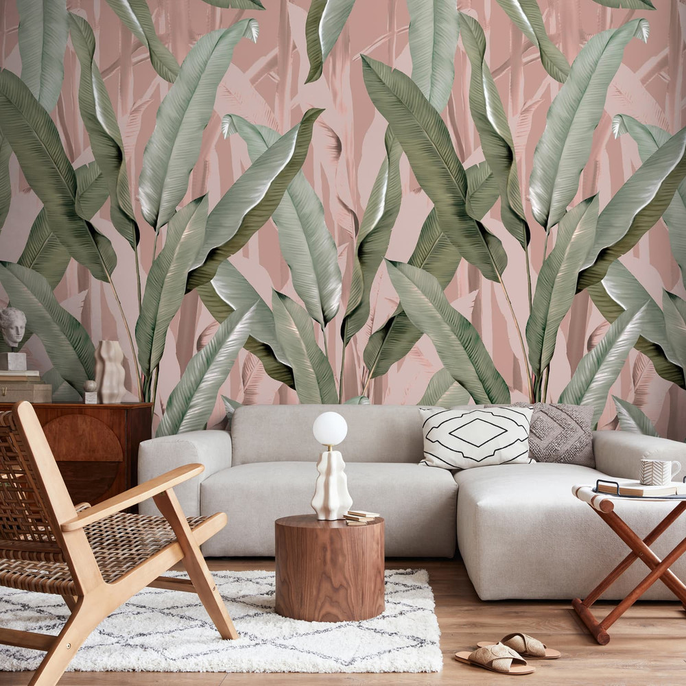 Banana Leaf Pink Bespoke Mural