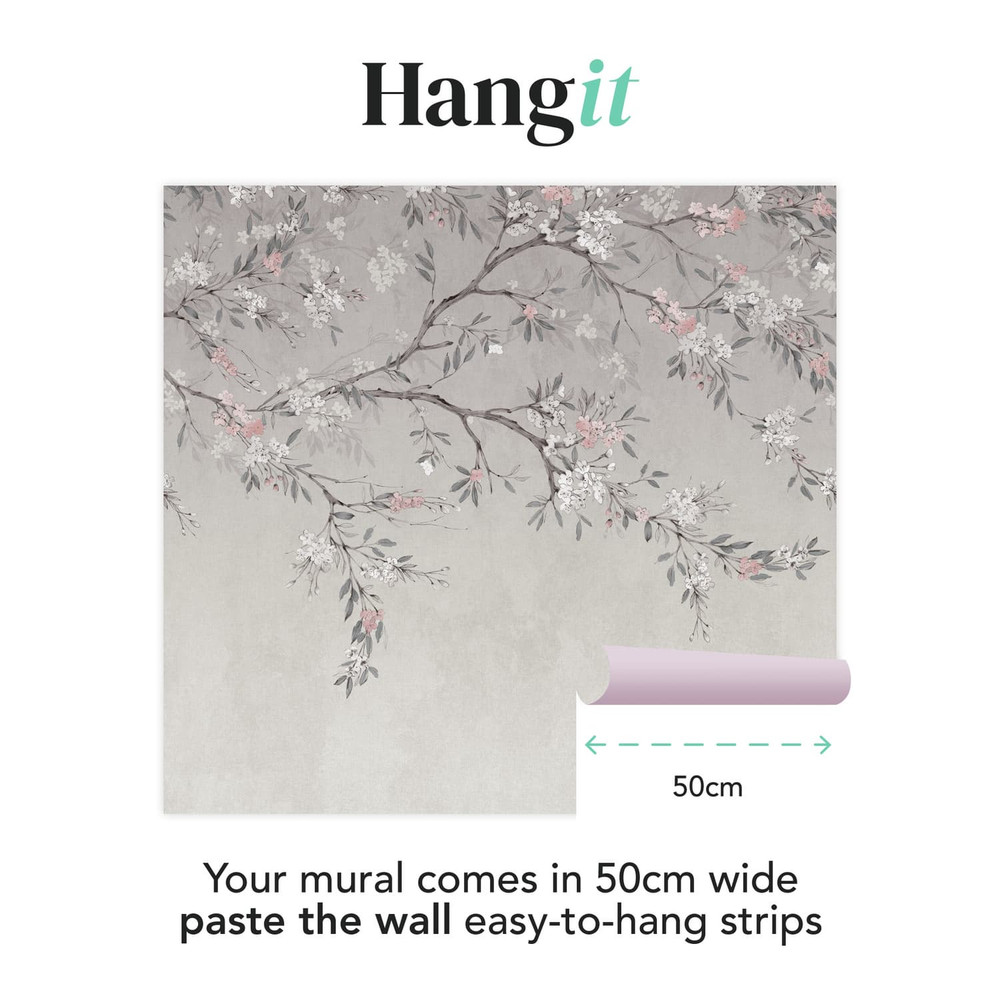 Blossom Trail Grey Bespoke Mural