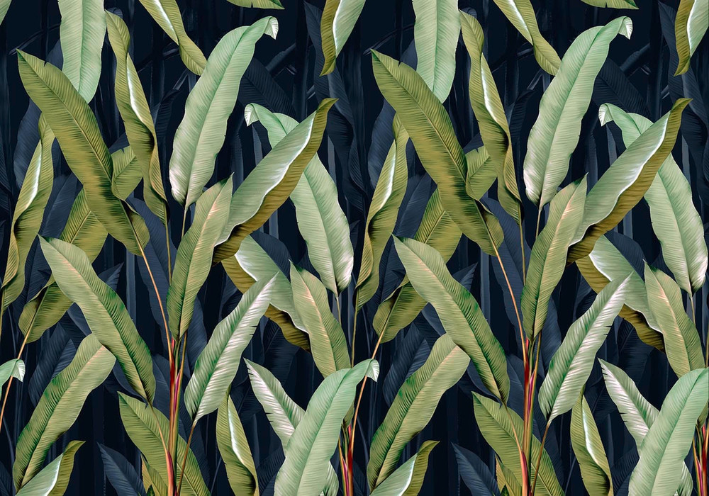 Banana Leaf Navy Bespoke Mural