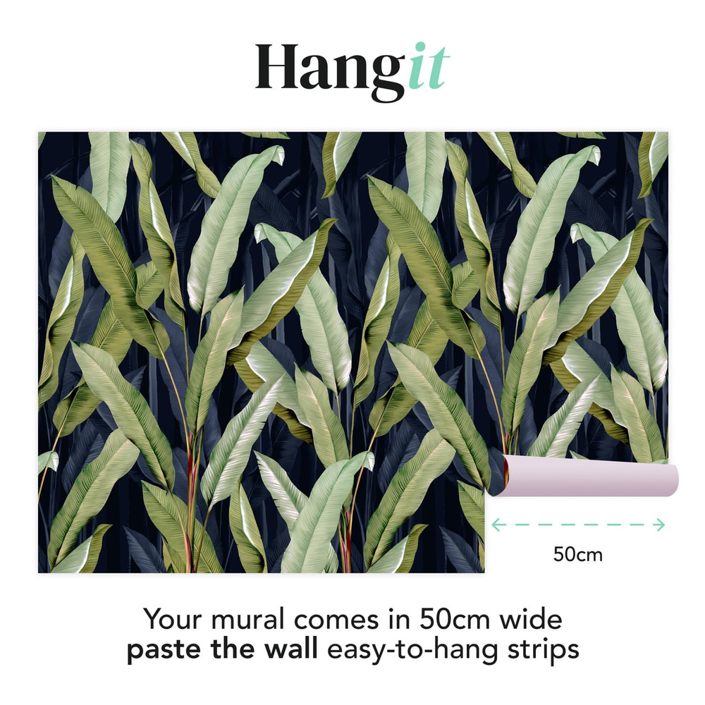 Banana Leaf Navy Bespoke Mural