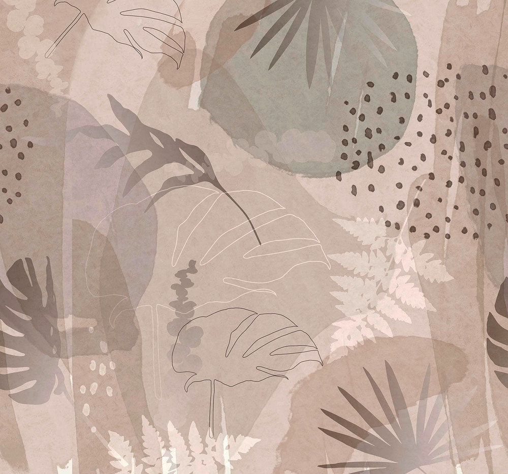 Abstract Leaf Neutral Bespoke Mural