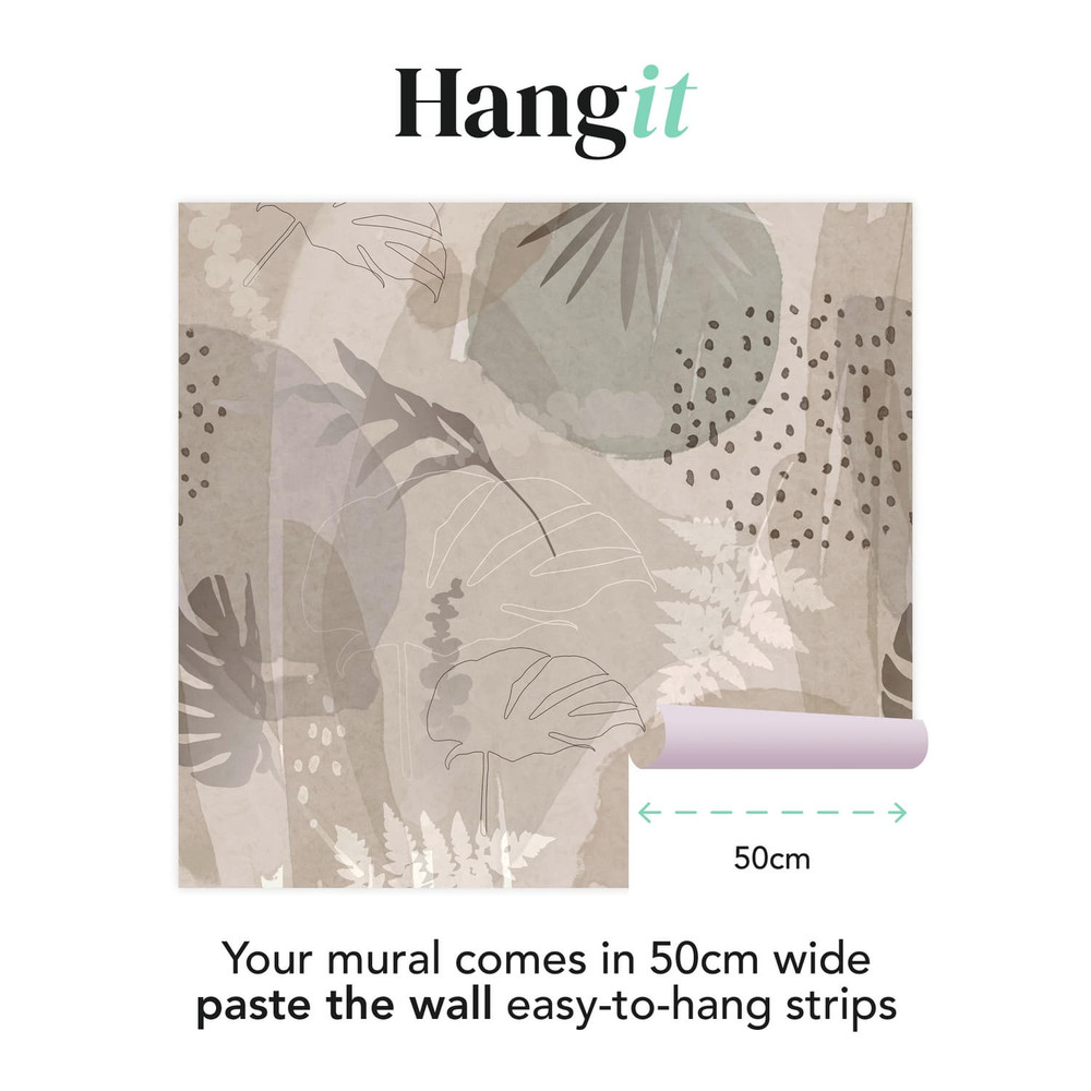 Abstract Leaf Neutral Bespoke Mural