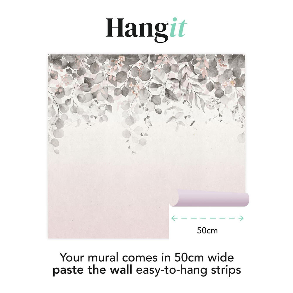 Botanical Cascade Pink Bespoke Mural