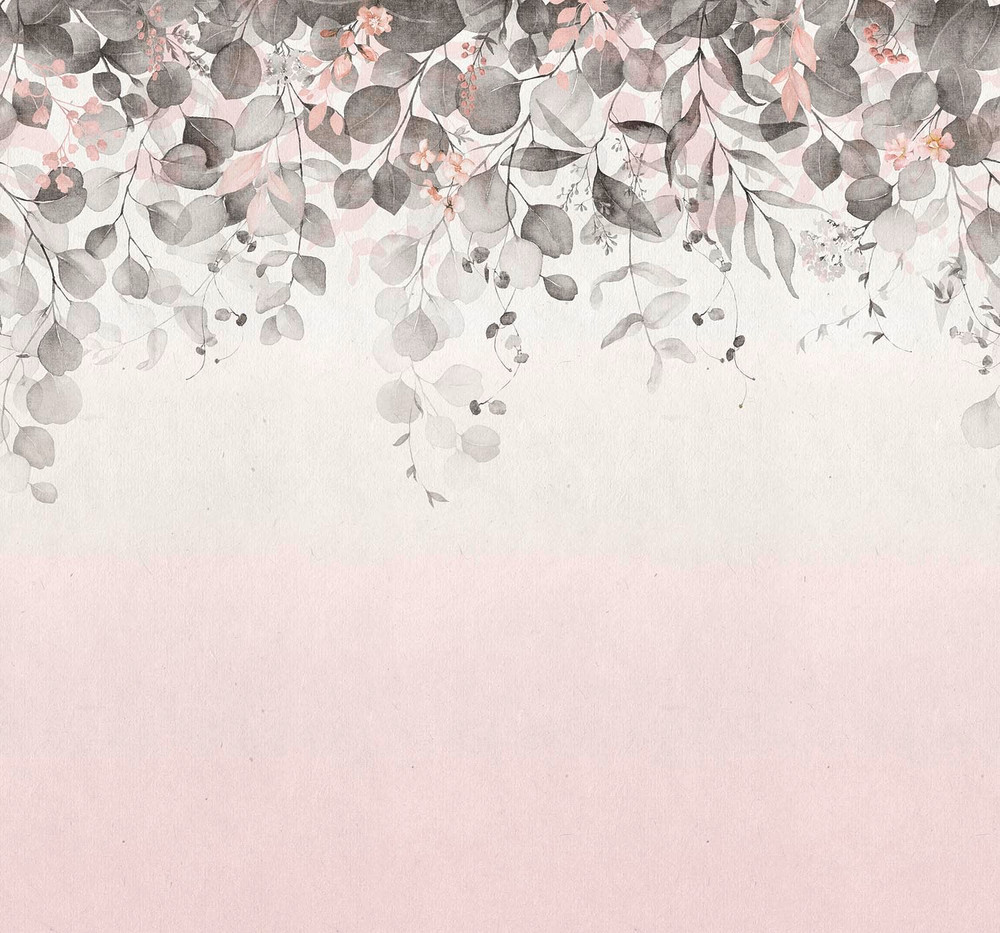 Botanical Cascade Pink Bespoke Mural