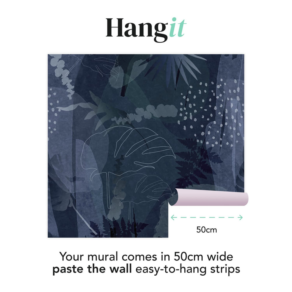 Abstract Leaf Navy Bespoke Mural