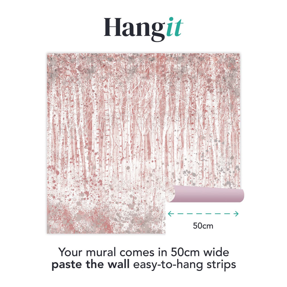 Painterly Woods Pink Bespoke Mural