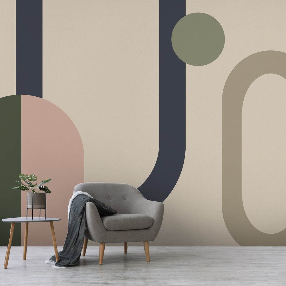 Oval Geo Pop Green Pink Bespoke Mural