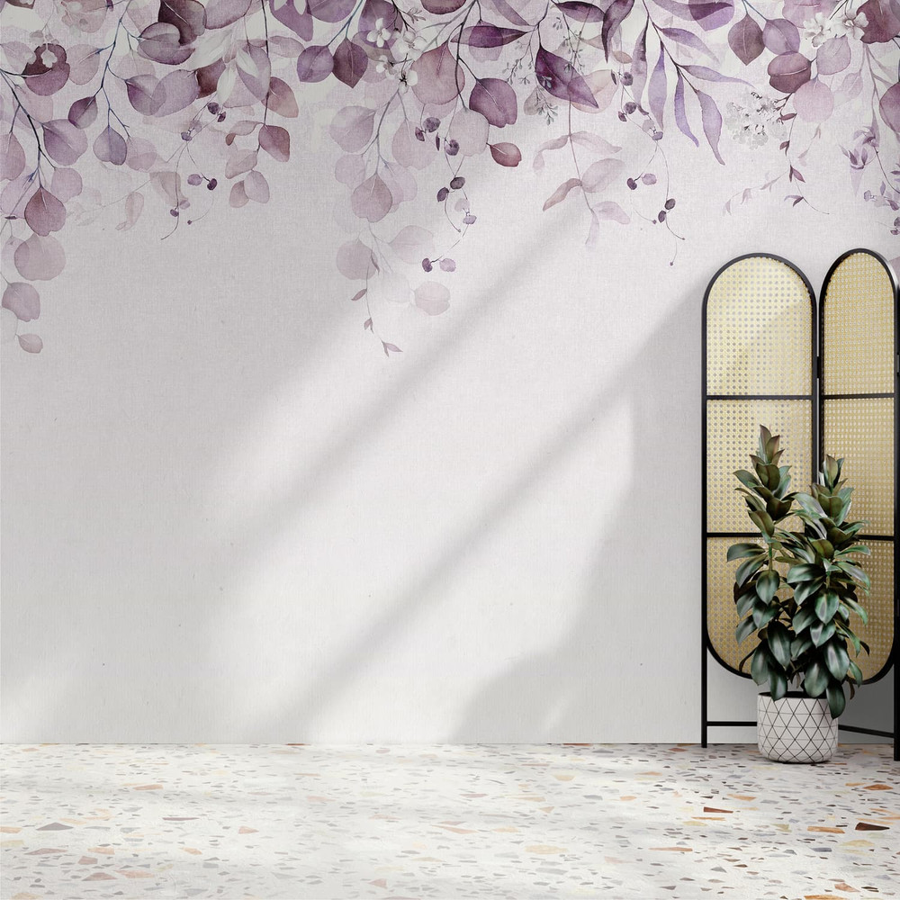 Botanical Cascade Purple Bespoke Mural