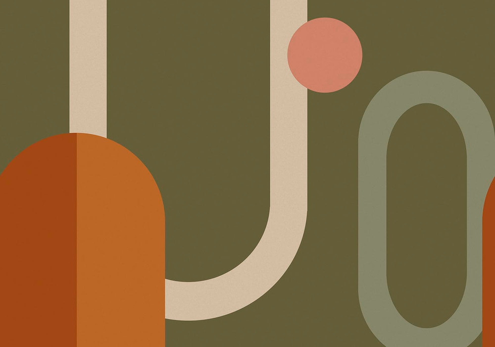 Oval Geo Pop Khaki Bespoke Mural