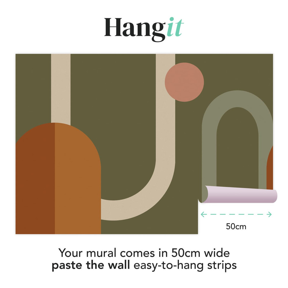 Oval Geo Pop Khaki Bespoke Mural