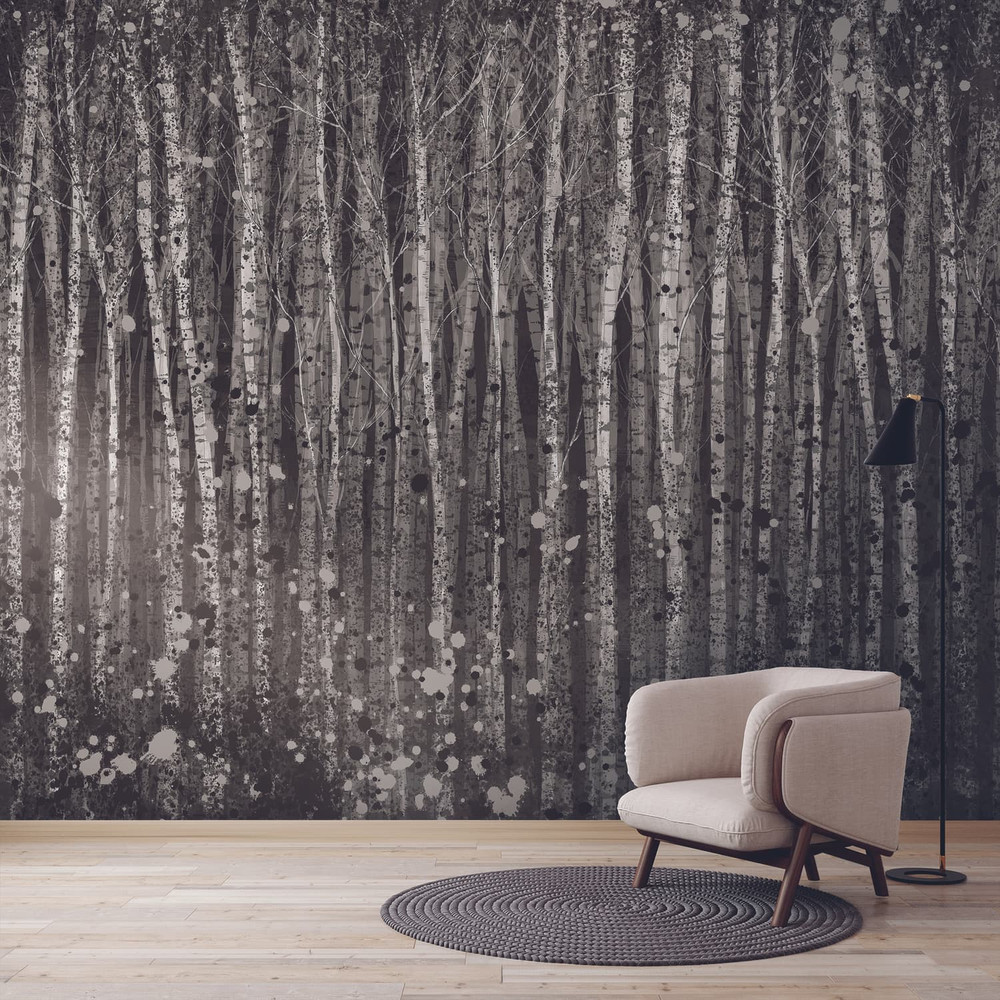 Painterly Woods Black Bespoke Mural