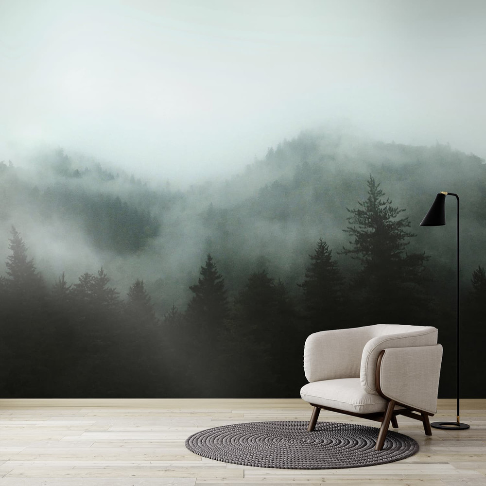 Misty Landscape Teal Bespoke Mural