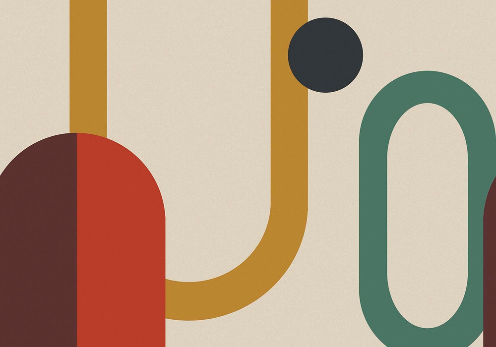 Oval Geo Pop Red Bespoke Mural