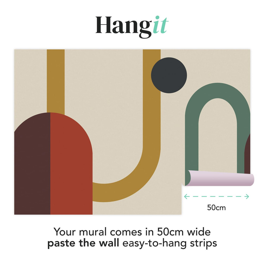 Oval Geo Pop Red Bespoke Mural