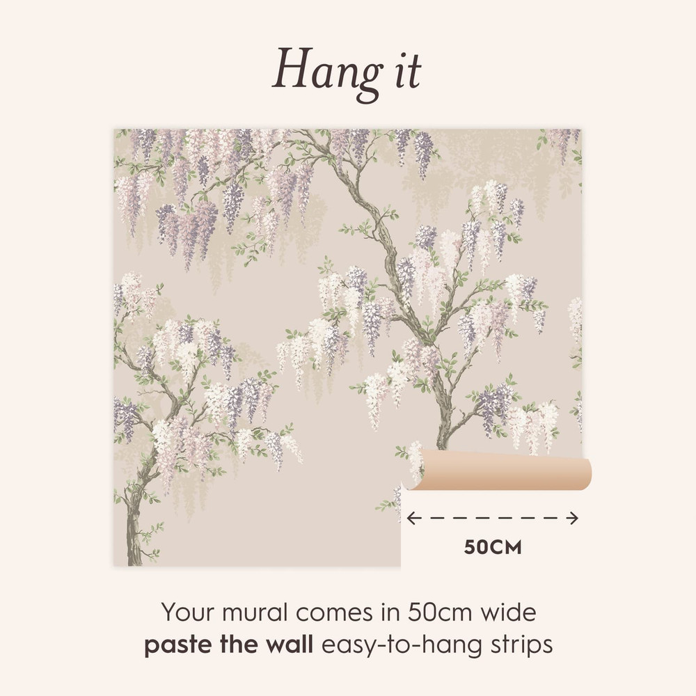 Laura Ashley Wisteria Garden Pale Amethyst Bespoke Mural