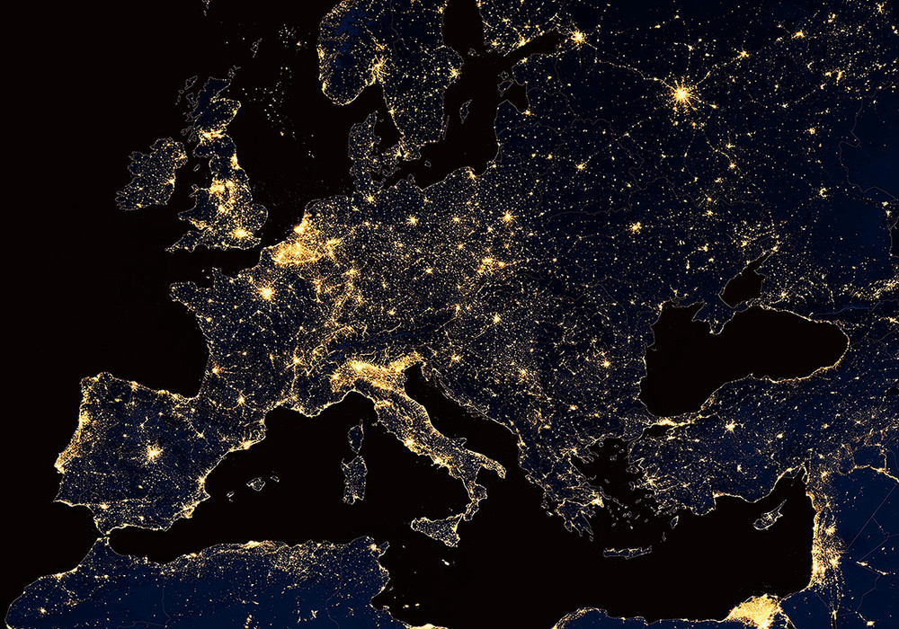 Europe by Night Navy Bespoke Mural