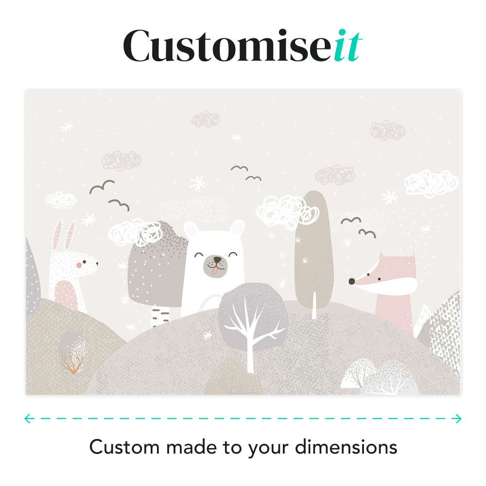 Scandi Animals Grey Bespoke Mural
