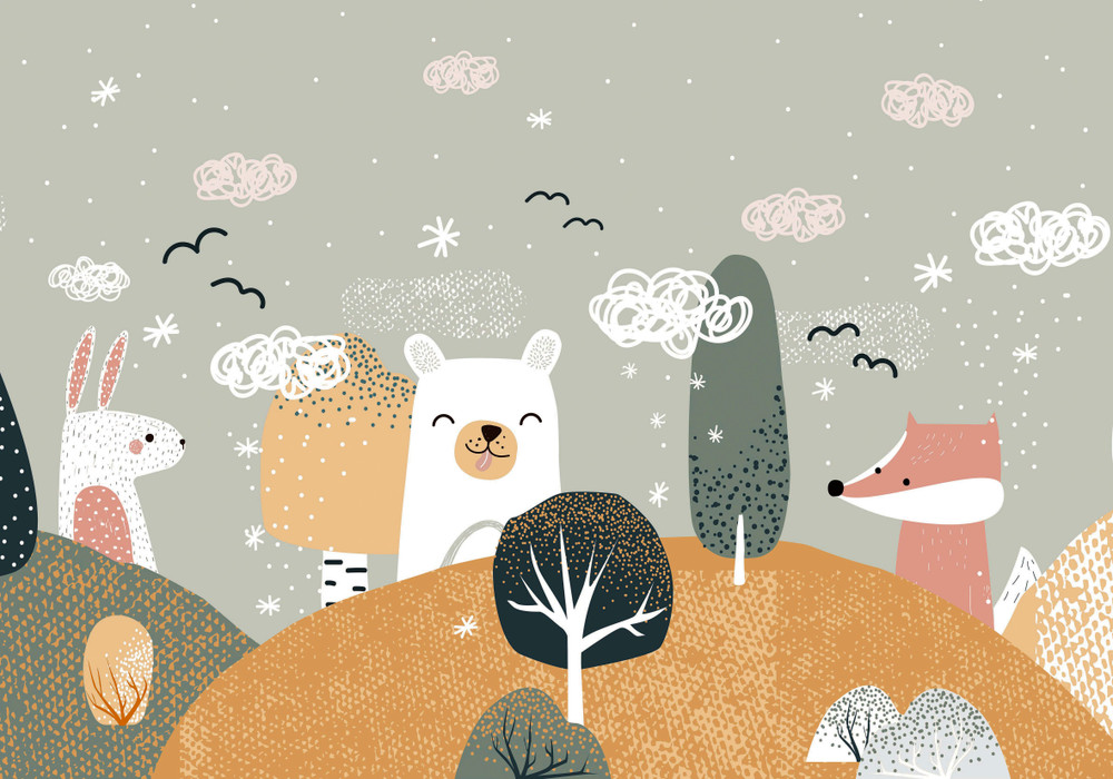 Scandi Animals Ochre Bespoke Mural