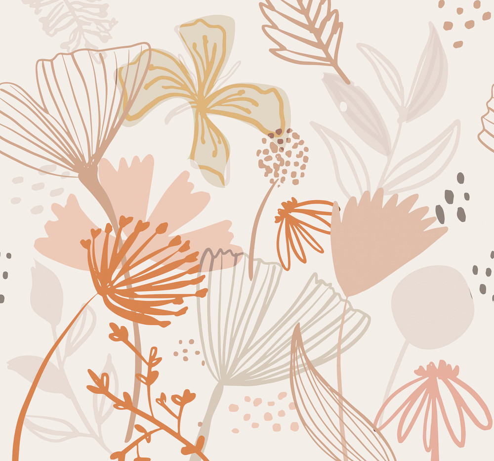 Scandi Floral Peach Bespoke Mural