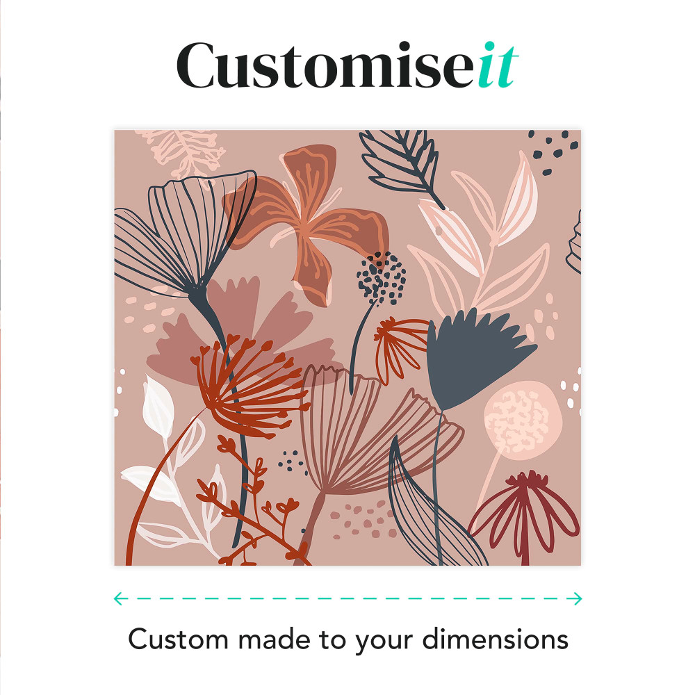 Scandi Floral Dark Pink Bespoke Mural