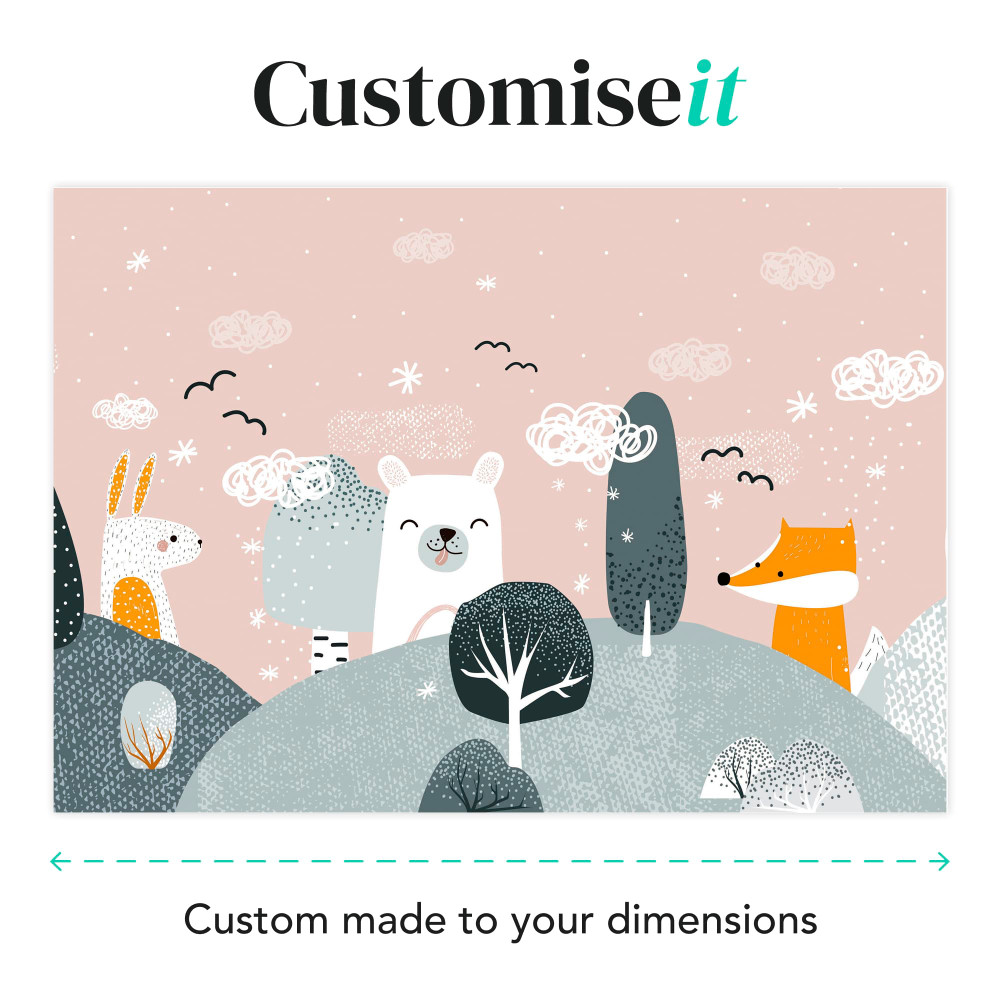 Scandi Animals Pink and Blue Bespoke Mural