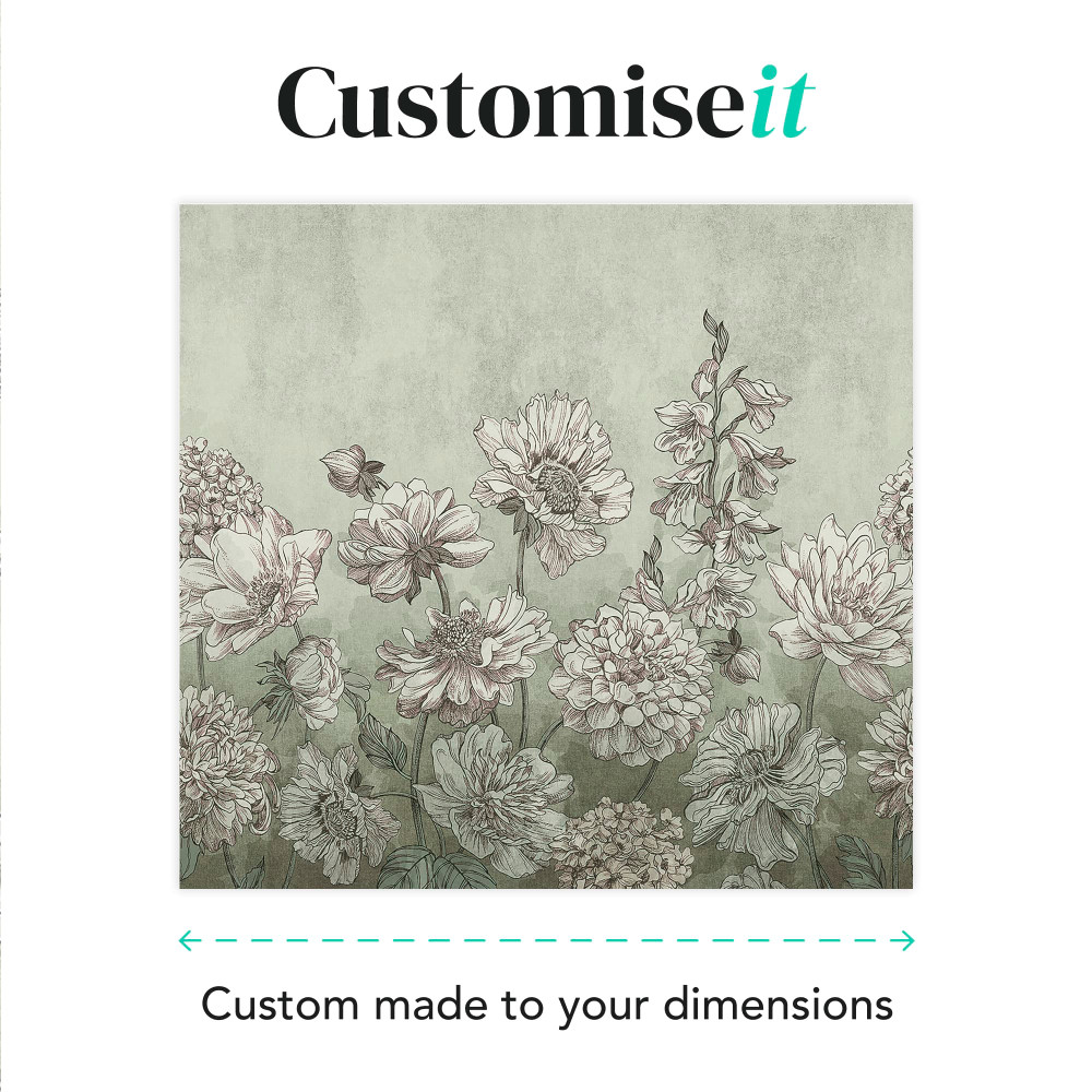 Muted Floral Duck Egg Bespoke Mural