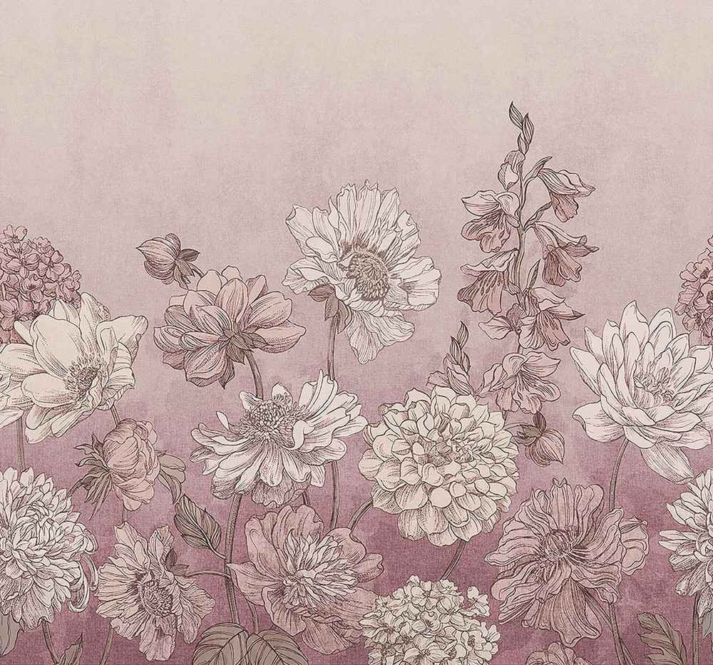 Muted Floral Lilac Bespoke Mural