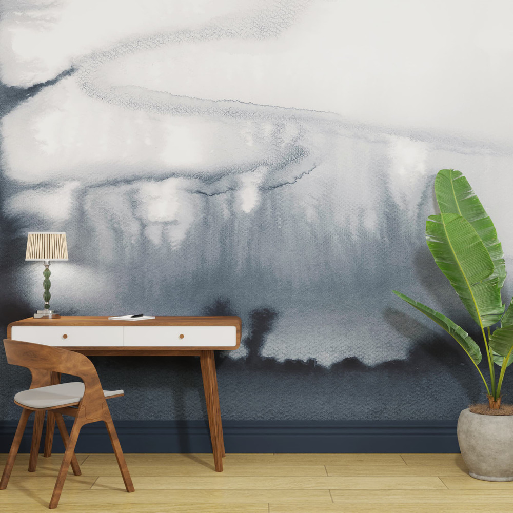 Watercolour Landscape Navy Bespoke Mural