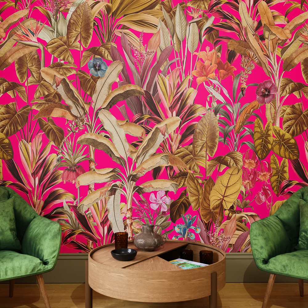 Funky Jungle Hot Pink Bespoke Mural