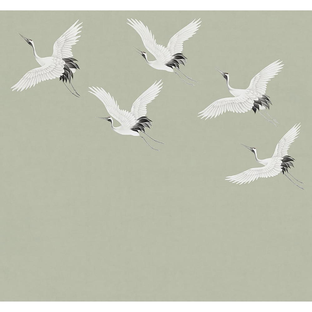 Cranes in Flight Sage Bespoke Mural