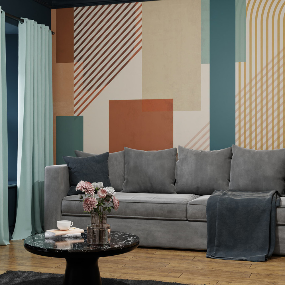 Graphic Teal Bespoke Mural