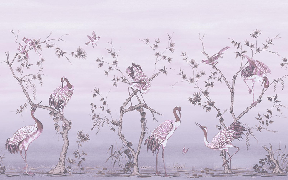 Grazing Cranes Dusk Bespoke Mural - 124784_MAINTILE_01.jpg