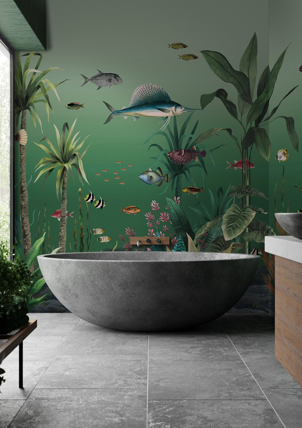 Technicolour Aquarium Green Bespoke Mural - 124712_ROOMSET_01.jpg