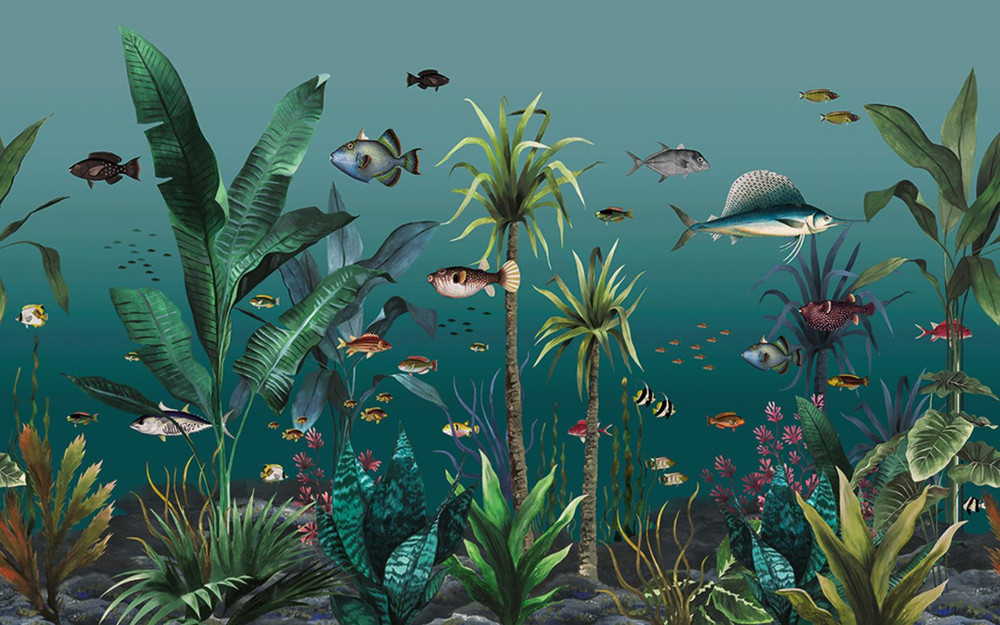 Technicolour Aquarium Teal Bespoke Mural - 124699_MAINTILE_01.jpg
