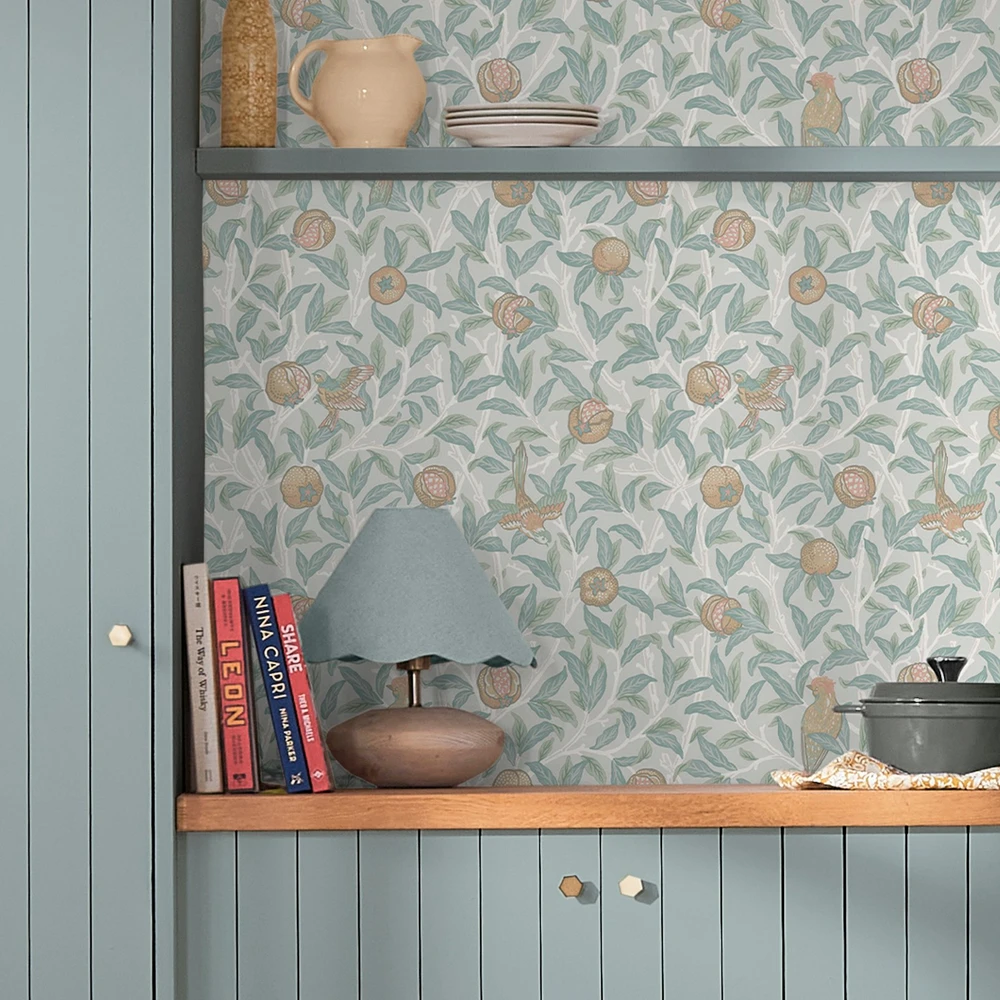 Bird & Pomegranate Duck Egg Wallpaper - 124261_ROOMSET_BIRD & POMEGRANATE_01.jpg