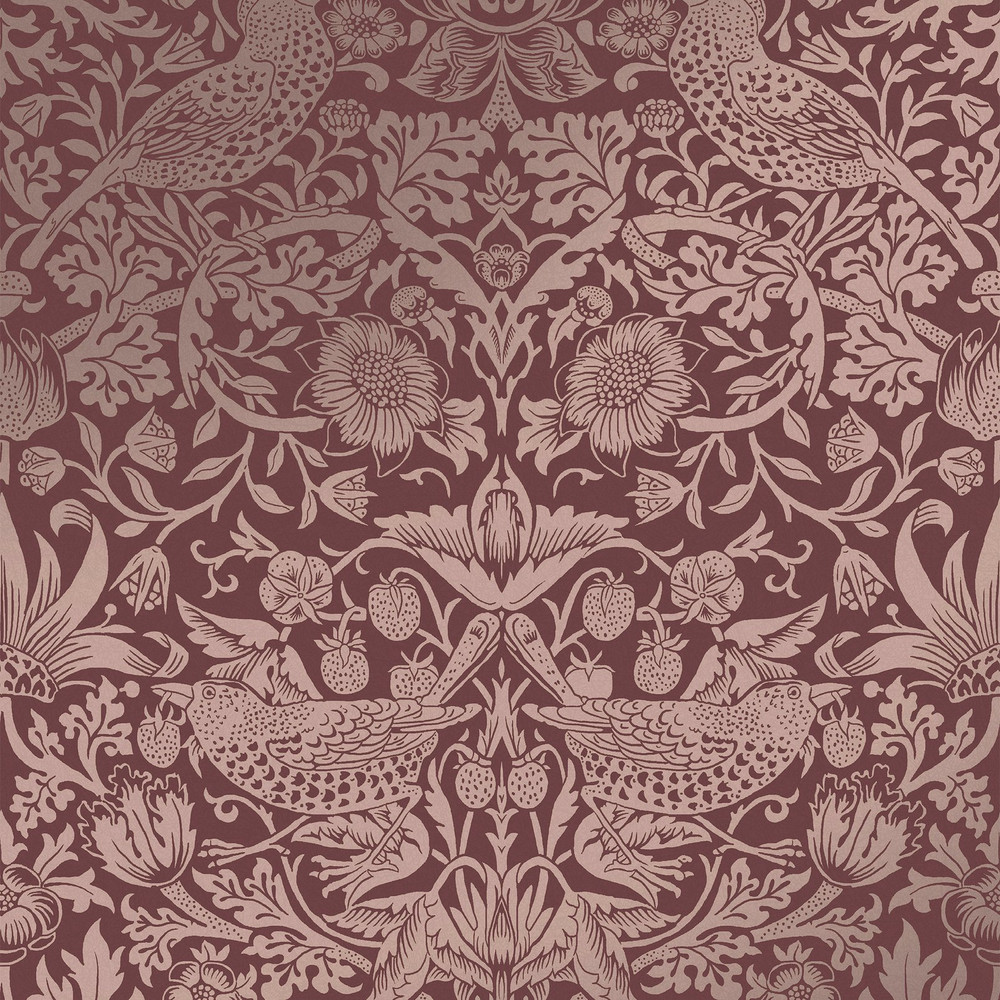 Strawberry Thief Fibrous Burgundy Wallpaper - 124235_TILE_STRAWBERRY THIEF FIBROUS BURGUNDY_01.jpg