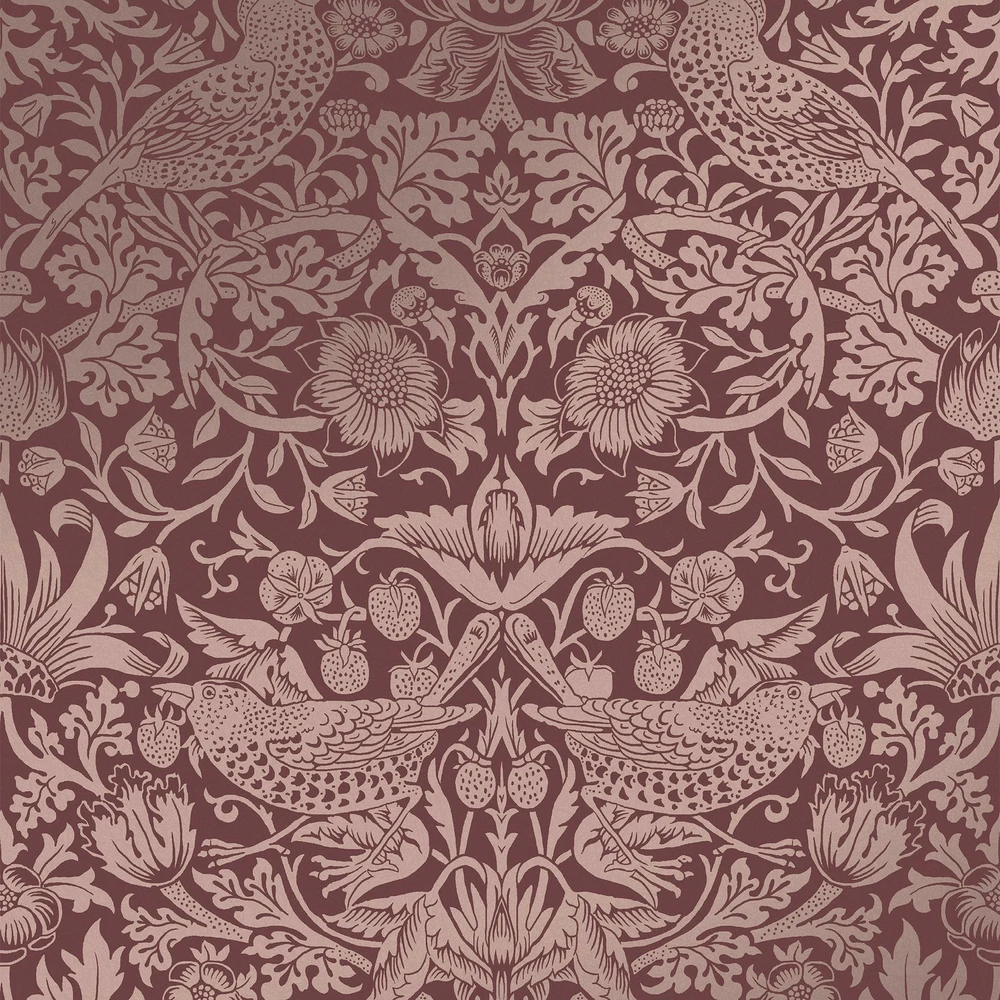 Strawberry Thief Fibrous Burgundy Wallpaper - 124235_TILE_STRAWBERRY THIEF FIBROUS BURGUNDY_01.jpg