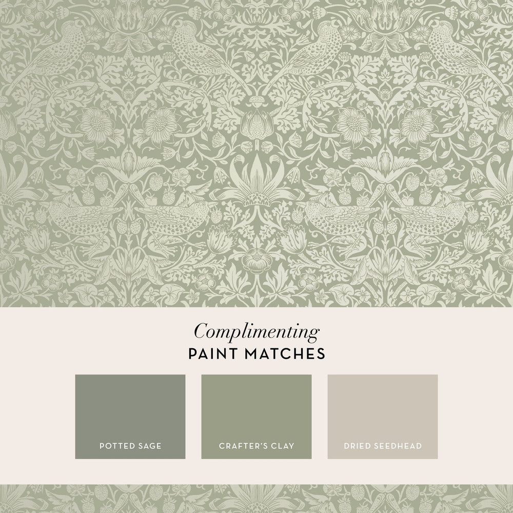 Strawberry Thief Fibrous Sage Wallpaper - 124237_FLATLAY_STRAWBERRY THIEF FIBROUS SAGE_01.jpg