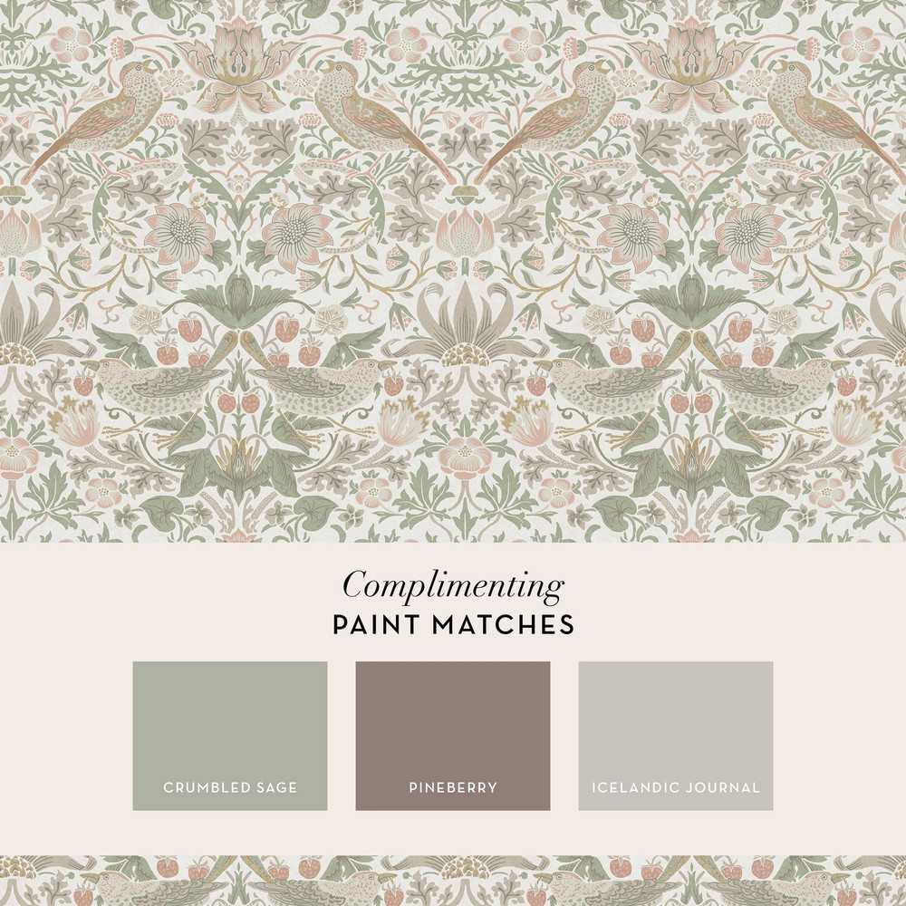 Strawberry Thief Sage & Pink Wallpaper - 124233_FLATLAY_STRAWBERRY THIEF SAGE & PINK_01.jpg