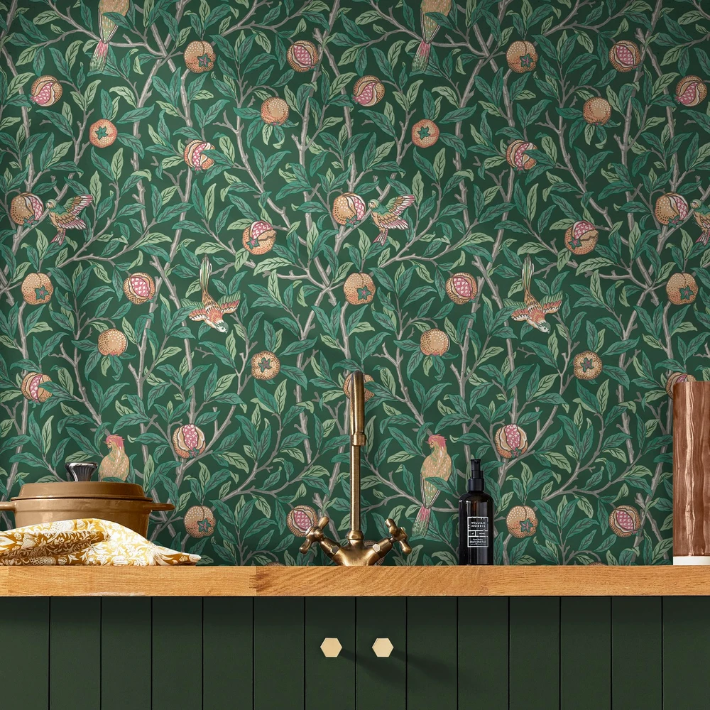 Bird & Pomegranate Deep Green Wallpaper - 124260_ROOMSET_BIRD & POMEGRANATE_01.jpg