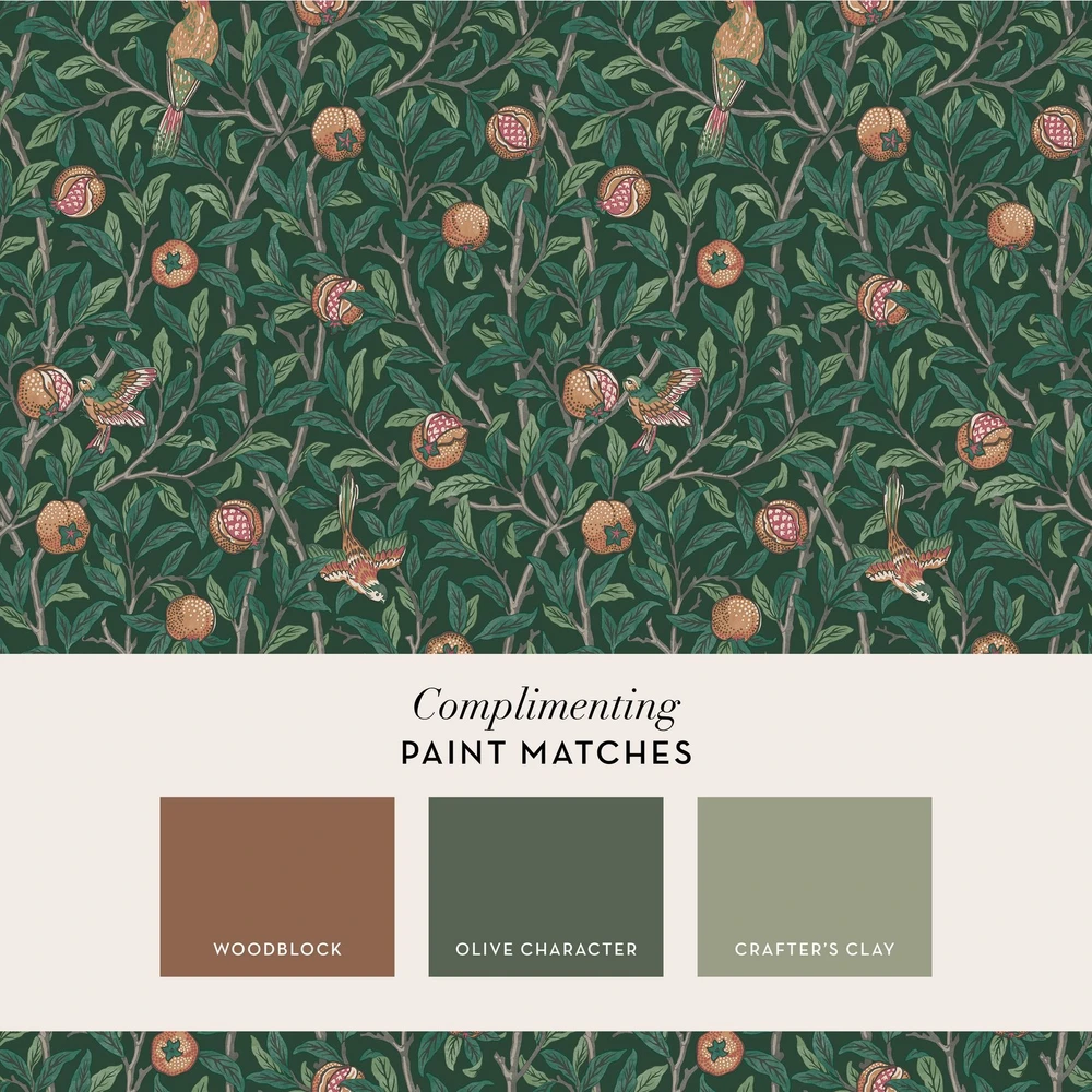 Bird & Pomegranate Deep Green Wallpaper - 124260_FLATLAY_BIRD & POMEGRANATE DEEP GREEN_01.jpg