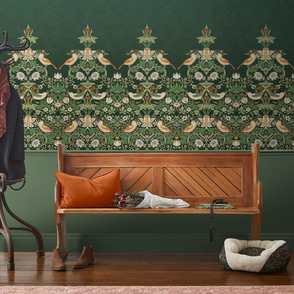 Strawberry Thief Green Bespoke Mural Matt - 125310_ROOMSET_STRAWBERRY THIEF GREEN BESPOKE MURAL MATT_01.jpg