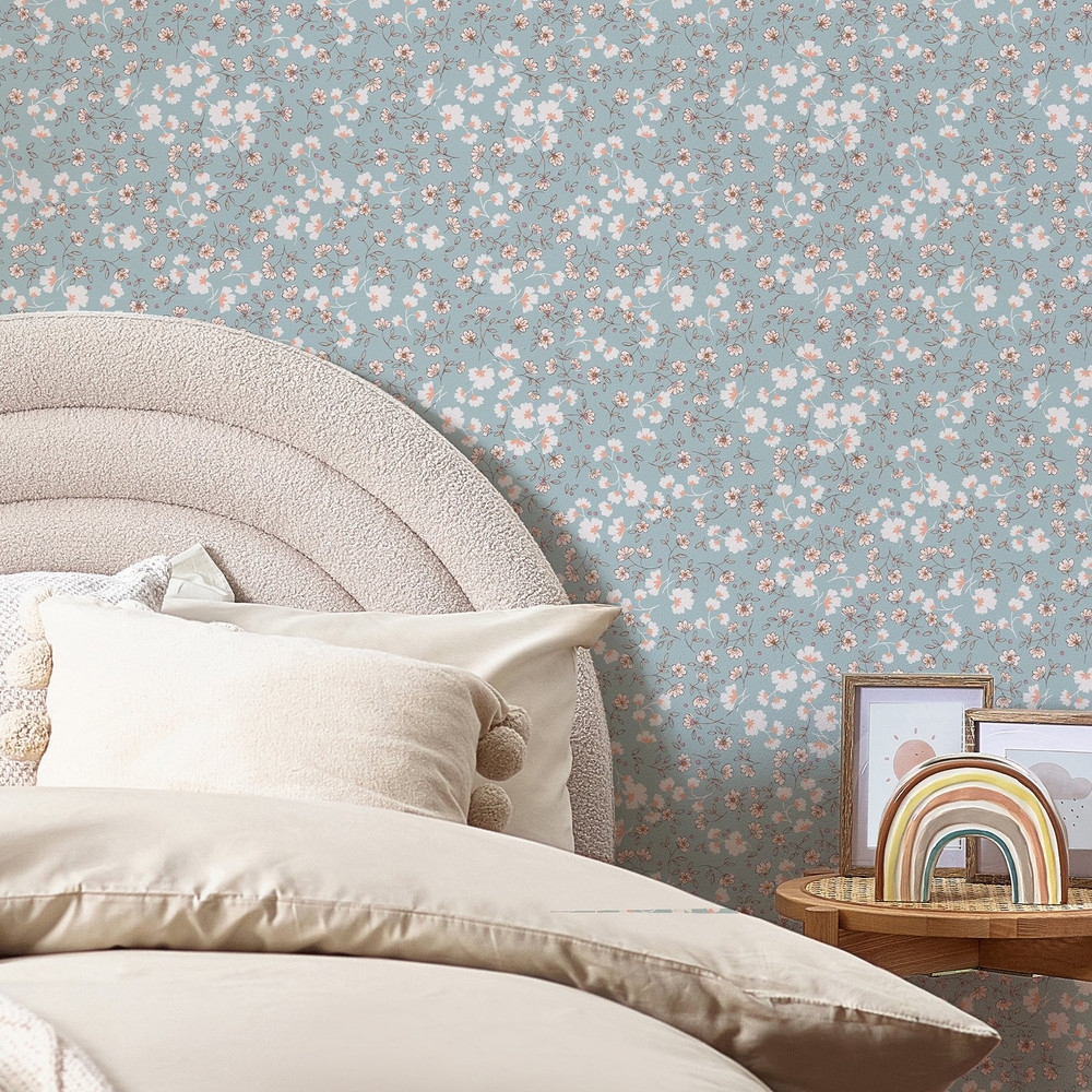 Next Calm Ditsy Floral Duck Egg Wallpaper - 122883_ROOMSET_CALM DITSY DUCK EGG_01.jpg