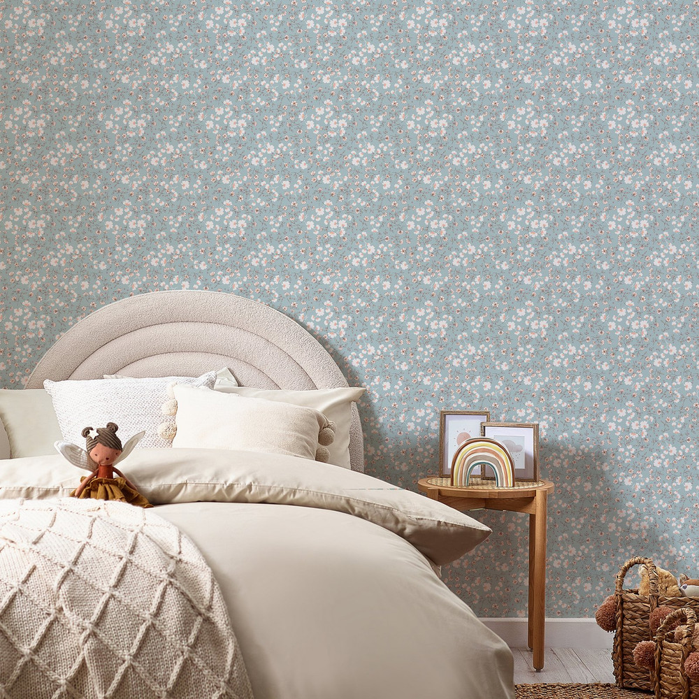 Next Calm Ditsy Floral Duck Egg Wallpaper - 122883_ROOMSET_CALM DITSY DUCK EGG_02.jpg