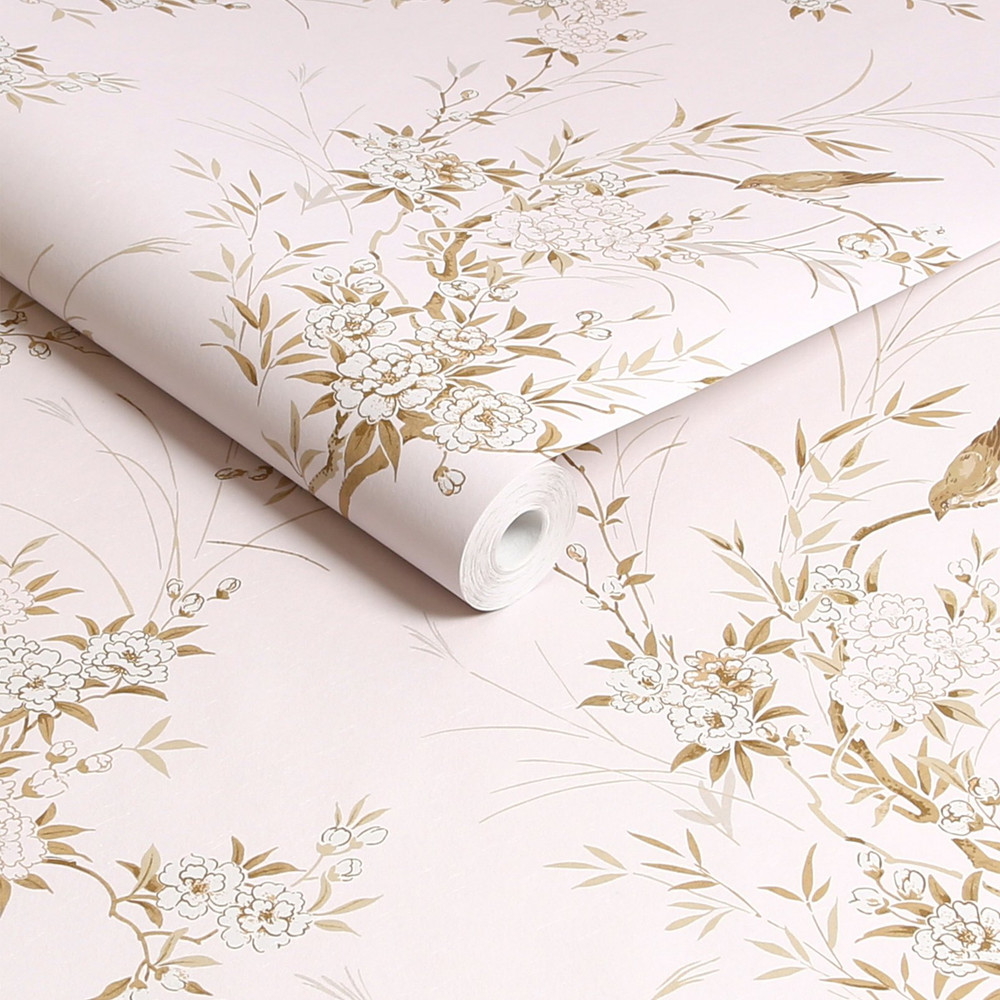 Bird Chinoiserie Pink and Gold Wallpaper - 125122_ROLLSHOT_BIRD CHINOISERIE PINK GOLD_01.jpg